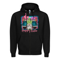 Black happy easter gnomes farm truck Zipper Hoodie - Jasminsmagicworld