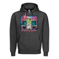 Charcoal Heather happy easter gnomes farm truck Zipper Hoodie - Jasminsmagicworld