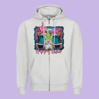 Happy Easter Gnomes Farm Truck Zipper Hoodie Designed By Jasminsmagicworld