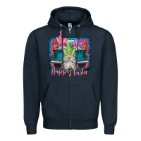 Navy happy easter gnomes farm truck Zipper Hoodie - Jasminsmagicworld