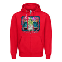 Red happy easter gnomes farm truck Zipper Hoodie - Jasminsmagicworld