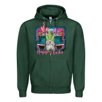 Sports Green happy easter gnomes farm truck Zipper Hoodie - Jasminsmagicworld