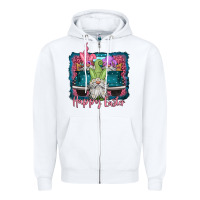 White happy easter gnomes farm truck Zipper Hoodie - Jasminsmagicworld