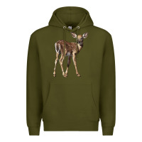 Army Green white tailed fawn deer Premium Hoodie - LillyAllenDesigns
