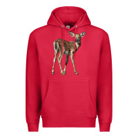 Cardinal white tailed fawn deer Premium Hoodie - LillyAllenDesigns