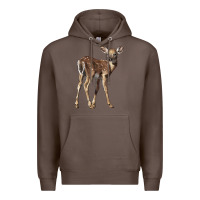 Coffee white tailed fawn deer Premium Hoodie - LillyAllenDesigns
