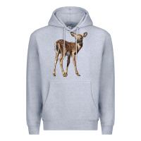 Heather Grey white tailed fawn deer Premium Hoodie - LillyAllenDesigns
