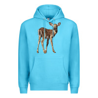 Ocean Blue white tailed fawn deer Premium Hoodie - LillyAllenDesigns