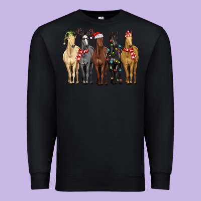 Horses With Christmas Premium Sweatshirt Designed By Maliassmallbusiness
