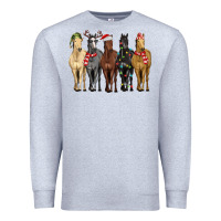 Heather Grey horses with christmas Premium Sweatshirt - MaliasSmallBusiness