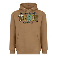 Toasted Coconut she speaks with wisdom proverbs 31 26 Heavyweight Hoodie - NancyCooperArtShop