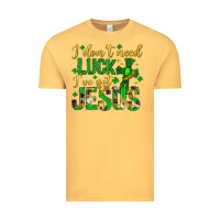 Vintage Mustard i dont need luck ive got jesus st. patricks day Vintage Tee - Neo Western
