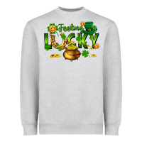 Heather Grey feeling lucky Heavyweight Sweatshirt - FaDigitalArtStudio