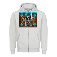 Dove Grey western baby cow turquoise gemstones  leopards Zipper Hoodie - BarkalooDesign
