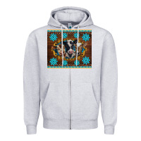 Heather Grey western baby cow turquoise gemstones  leopards Zipper Hoodie - BarkalooDesign
