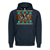 Navy western baby cow turquoise gemstones  leopards Zipper Hoodie - BarkalooDesign