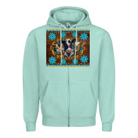 Seafoam western baby cow turquoise gemstones  leopards Zipper Hoodie - BarkalooDesign