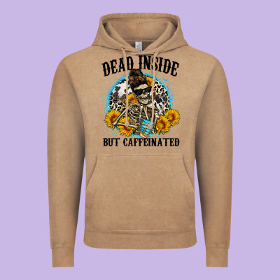 Dead Inside But Caffeinated Vintage Hoodie Designed By Zillion Design Studio