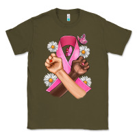Army Green Breast Cancer Fist Daisy Butterfly Classic Tee - Artiststas
