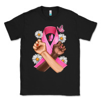 Black Breast Cancer Fist Daisy Butterfly Classic Tee - Artiststas