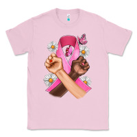 Bubblegum Pink Breast Cancer Fist Daisy Butterfly Classic Tee - Artiststas