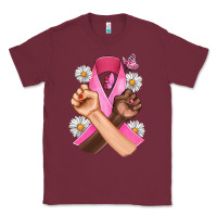Burgundy Breast Cancer Fist Daisy Butterfly Classic Tee - Artiststas