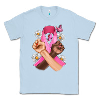 Dusty Blue Breast Cancer Fist Daisy Butterfly Classic Tee - Artiststas