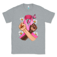Heather Grey Breast Cancer Fist Daisy Butterfly Classic Tee - Artiststas