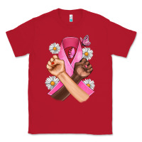 Red Breast Cancer Fist Daisy Butterfly Classic Tee - Artiststas