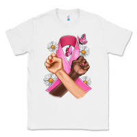 White Breast Cancer Fist Daisy Butterfly Classic Tee - Artiststas