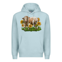 Blue Mist simmental bull with sunflowers Premium Hoodie - LillyAllenDesigns