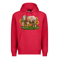 Cardinal simmental bull with sunflowers Premium Hoodie - LillyAllenDesigns