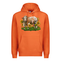 Carrot simmental bull with sunflowers Premium Hoodie - LillyAllenDesigns