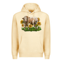 Pina Colada simmental bull with sunflowers Premium Hoodie - LillyAllenDesigns