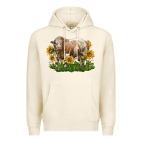 Tofu simmental bull with sunflowers Premium Hoodie - LillyAllenDesigns