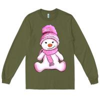 Army Green winter pink snowman and hat Long Sleeve Tee - AdoDesignShop