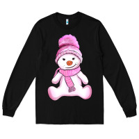 Black winter pink snowman and hat Long Sleeve Tee - AdoDesignShop