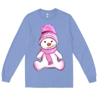 Colony Blue winter pink snowman and hat Long Sleeve Tee - AdoDesignShop