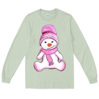Matcha winter pink snowman and hat Long Sleeve Tee - AdoDesignShop