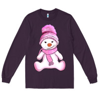 Plum winter pink snowman and hat Long Sleeve Tee - AdoDesignShop