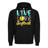 Black live love softball Zipper Hoodie - LillyAllenDesigns