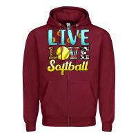 Burgundy live love softball Zipper Hoodie - LillyAllenDesigns