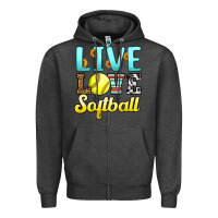 Charcoal Heather live love softball Zipper Hoodie - LillyAllenDesigns