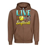 Chestnut live love softball Zipper Hoodie - LillyAllenDesigns