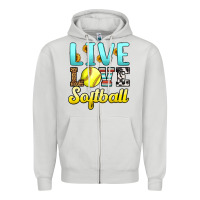 Dove Grey live love softball Zipper Hoodie - LillyAllenDesigns