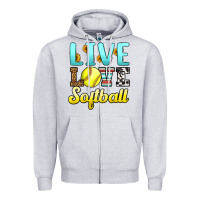 Heather Grey live love softball Zipper Hoodie - LillyAllenDesigns