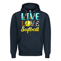 Navy live love softball Zipper Hoodie - LillyAllenDesigns