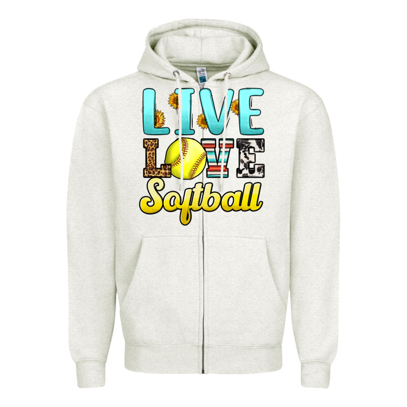 Live Love Softball Zipper Hoodie by LillyAllenDesigns | Teevron