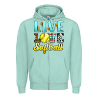 Seafoam live love softball Zipper Hoodie - LillyAllenDesigns