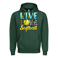 Sports Green live love softball Zipper Hoodie - LillyAllenDesigns